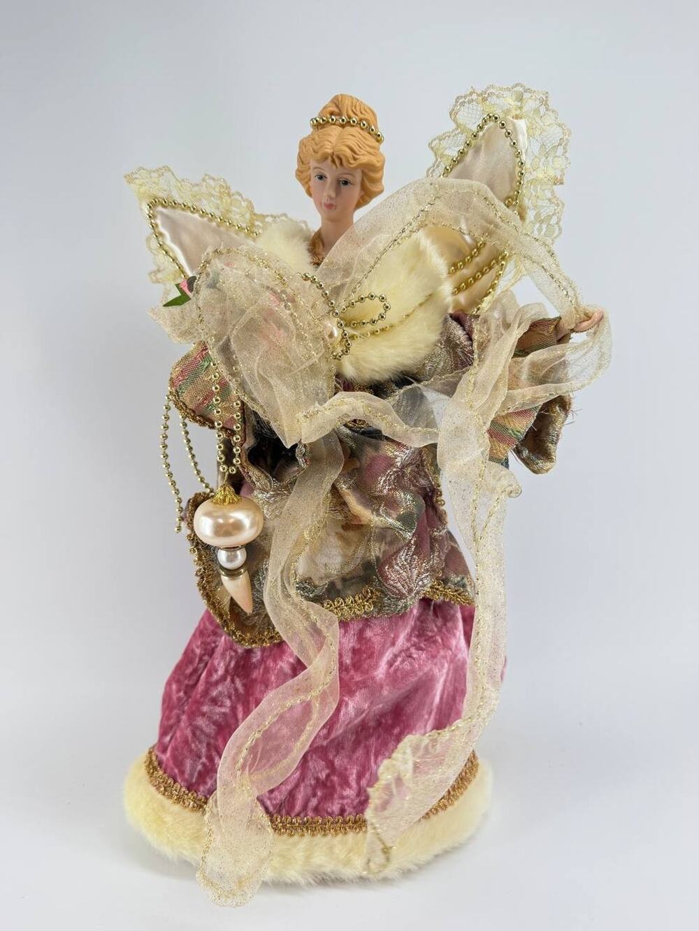 Accents & Occasions 2000 Ceramic Victorian Lady Holiday Doll Tree Topper Box